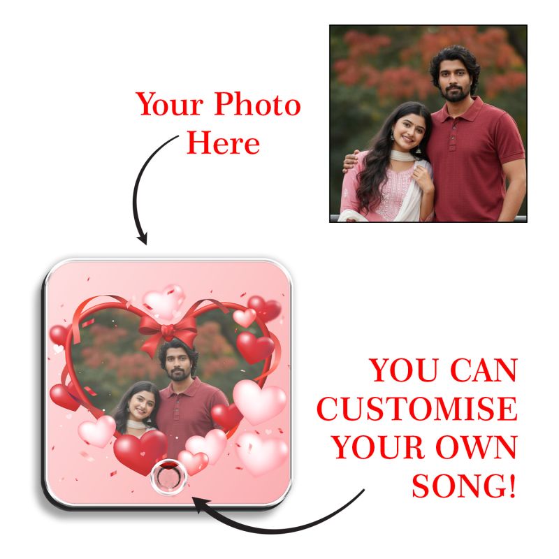 Personalized Musical Fridge Magnet Photo Frame Plaque with Rechargeable Custom Song Frame with Photo Unique Anniversary & Birthday Gift for Husband & Wife Memorable Gift